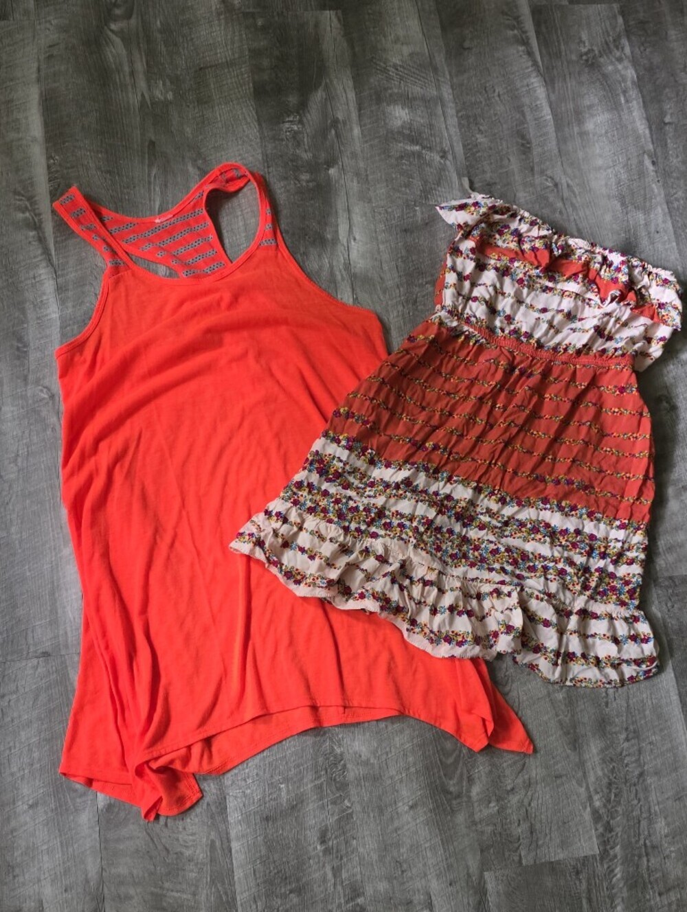 Accidentally In Love Neon Coral Racerback Swim Coverup Lot Of 2
